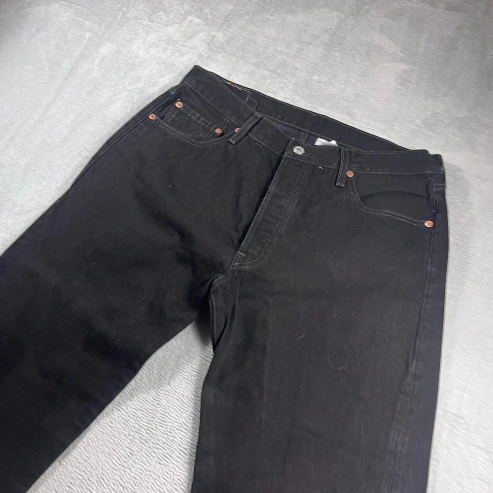 Levis 501 Original Fit Men Black Jeans Straight Leg Button Fly 36x36 100% Cotton